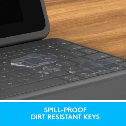 (Open Box) Logitech Rugged Folio, Smart Connector and Durable Spill-Proof Keyboard, 25.91 cm (10.2") Bluetooth Tablet Keyboard (Grey)