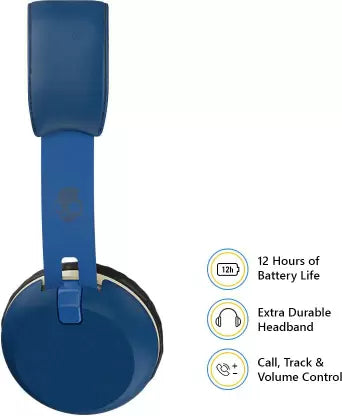 (Open Box) Skullcandy Grind Bluetooth Headset with Mic (Royal Blue, On the Ear)