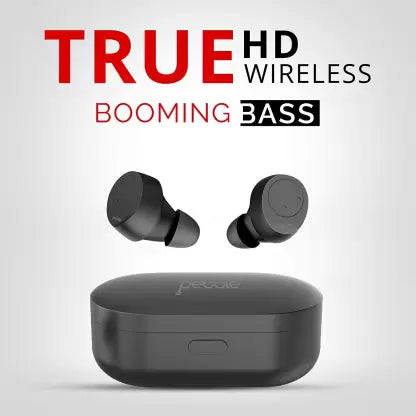 (Open Box) Pebble Twins Bluetooth Headset (Black, True Wireless)