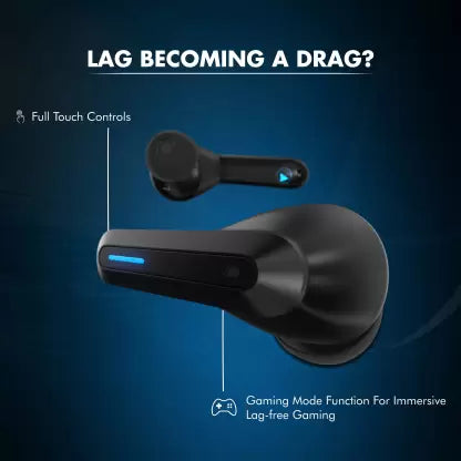 (Open Box) Wings Viper with low latency game mode Bluetooth Gaming Headset (Black, True Wireless)