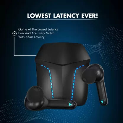 (Open Box) Wings Viper with low latency game mode Bluetooth Gaming Headset (Black, True Wireless)