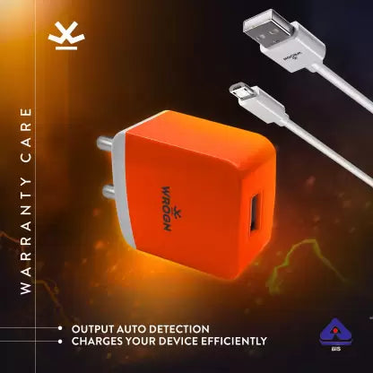 (Open Box)WROGN 20 W 2.4 A Wall Charger for Mobile with Detachable Cable (Orange, White, Cable Included)