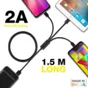 (Open Box)Flix USB Type C Cable 2 A 1.5 m XCD-T101 BLK (Compatible with Mobile, Tablet, Black, One Cable)
