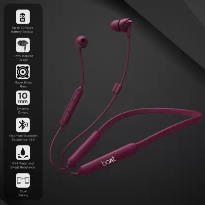 (Open Box) boAt 100 Wireless Neckband with BT 5.0 IPX4 Bluetooth Headset