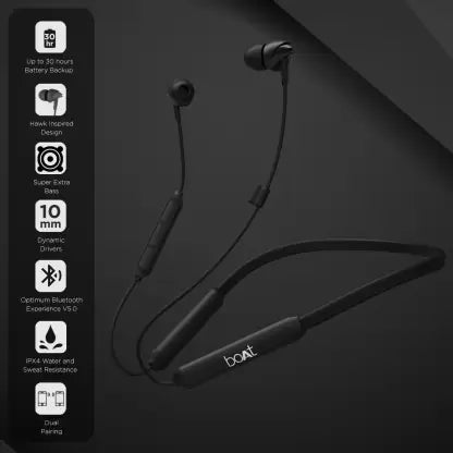 (Open Box) boAt 100 Wireless Neckband with BT 5.0 IPX4 Bluetooth Headset