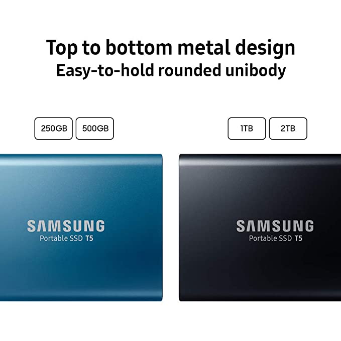 (Open Box) Samsung T5 500GB Up to 540MB/s (Type-C) ESSD (Portable SSD) Alluring Blue (MU-PA500B)