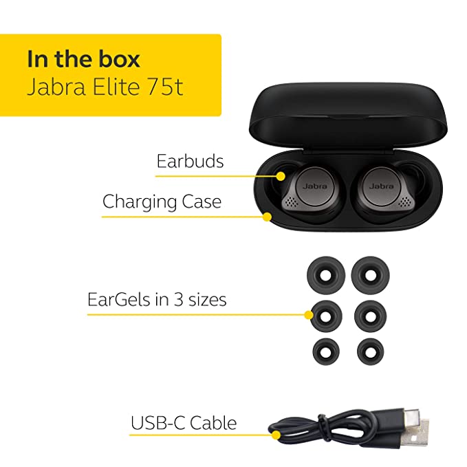 (Open Box) Jabra Elite 75t True Wireless (ANC) Bluetooth Earbuds