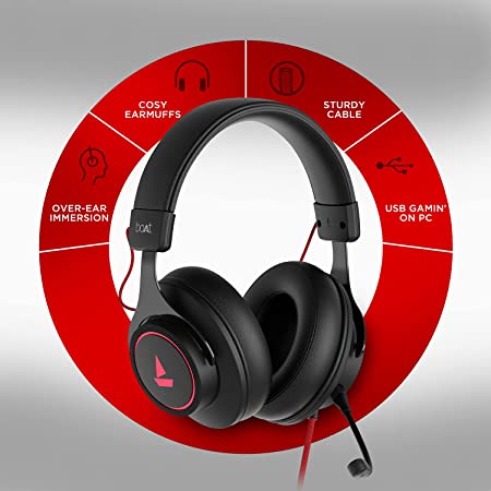 (Open Box) boAt Immortal IM1000D Dual Channel Gaming Wired Over Ear Headphones with mic