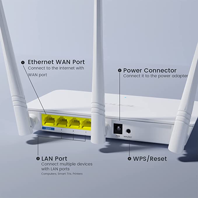 (Open Box) Tenda F3 300Mbps Wireless Router with 3 External Antennas, White