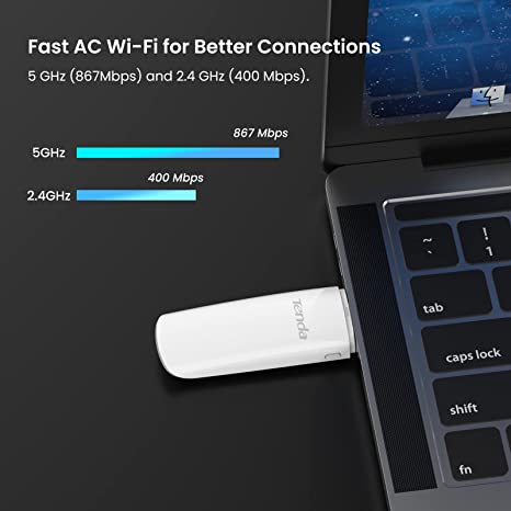 (Open Box) Tenda U12 AC1300 Dual-Band Wireless Wi-Fi USB 3.0 Adapter, 256-QAM