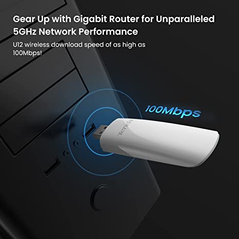 (Open Box) Tenda U12 AC1300 Dual-Band Wireless Wi-Fi USB 3.0 Adapter, 256-QAM