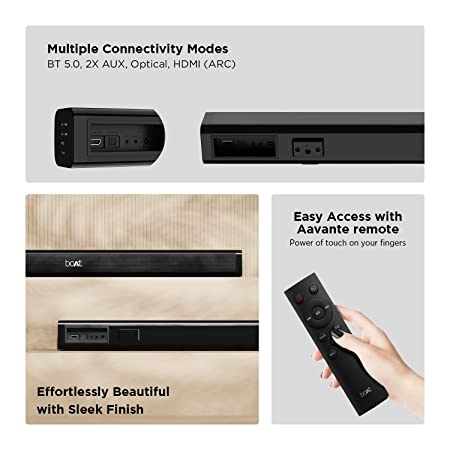 (Open Box) boAt Aavante Bar 900 Bluetooth Soundbar with 30W RMS, 2.0 Channel, Multiple Connectivity, EQ Modes, Sleek Finish, Easy Access Integrated Controls(Premium Black)