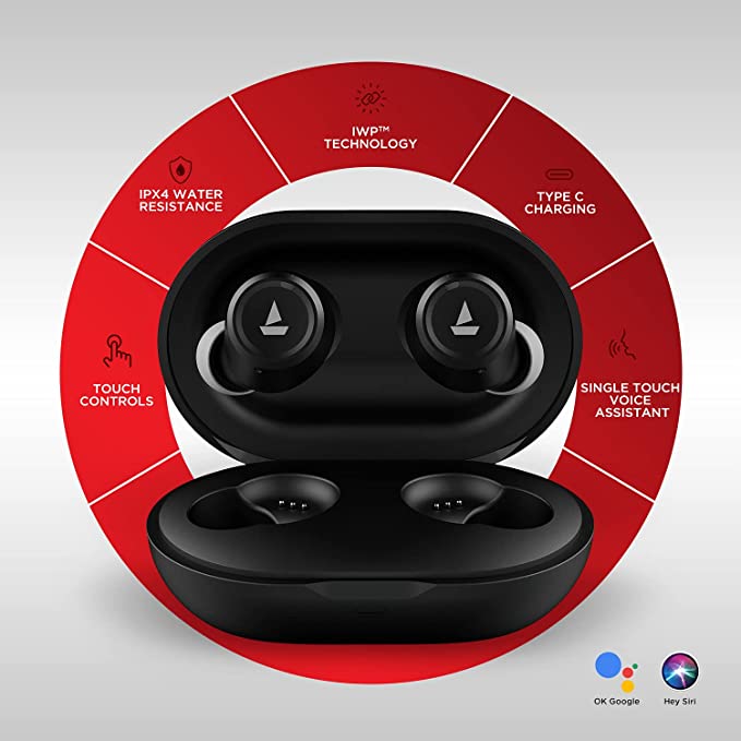 (Open Box) Boat Airdopes 391 V5.0 Bluetooth Truly Wireless in Ear Earbuds, 23 Hours Playback, ASAP Charge, Ipx4,Voice Assistant with Mic, Active Black