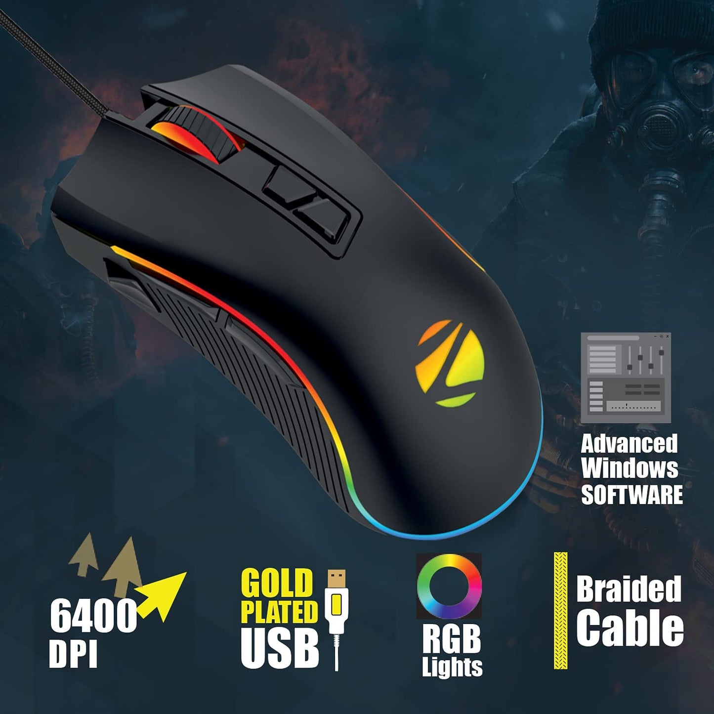 (Open Box) Zebronics Zeb-Tempest Plus 8-Button Wired Gaming Mouse