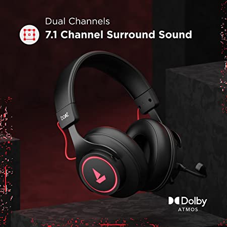 (Open Box) boAt Immortal IM1000D Dual Channel Gaming Wired Over Ear Headphones with mic