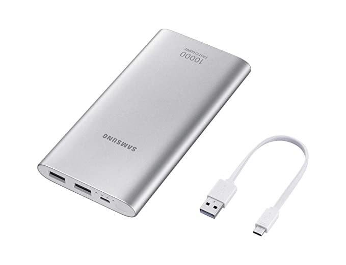 (Open Box) Samsung 10000mAh lithium_ion EB-P1100BSNGIN Power Bank Fast Charging, Silver