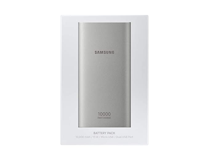 (Open Box) Samsung 10000mAh lithium_ion EB-P1100BSNGIN Power Bank Fast Charging, Silver