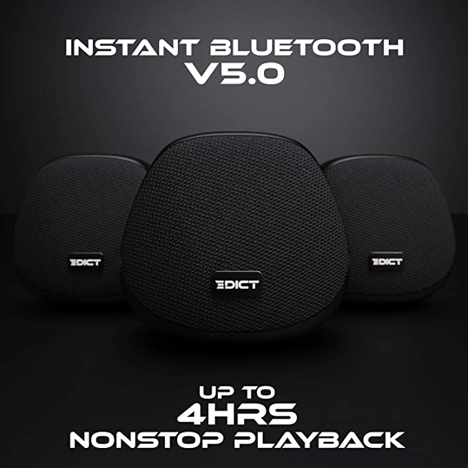 (Open Box) EDICT by Boat ESP01 Portable Wireless Speaker Bluetooth Built-in Mic, TWS, IPX4 Water Resistance, Black