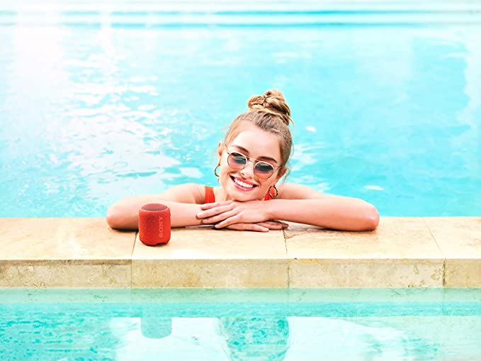 (Open Box) Sony SRS-XB12 Wireless Extra Bass Bluetooth Speaker Waterproof wih Mic, Red
