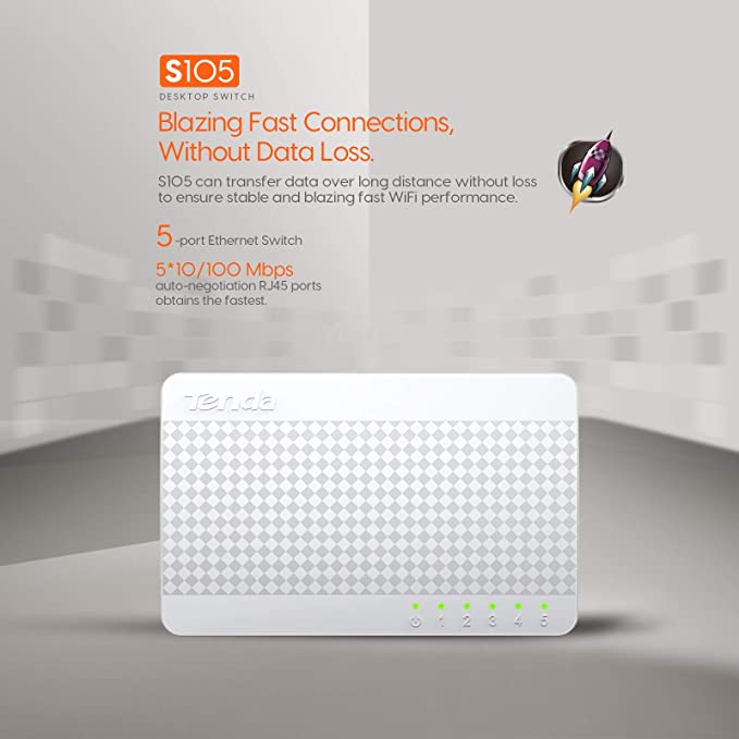 (Open Box) TENDA TE-S105 5-Port Mini 10/100Mbps Fast Ethernet Switch
