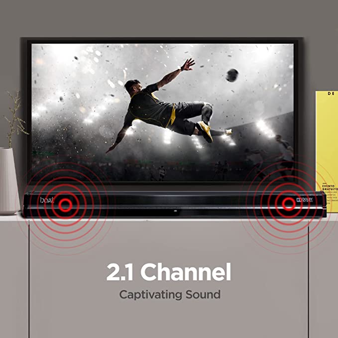 (Open Box) boAt AAVANTE Bar 1700D 120W 2.1 Channel Bluetooth Soundbar with Dolby Audio, Wired Subwoofer, Multiple Connectivity Modes, Bluetooth V5.0(Premium Black)