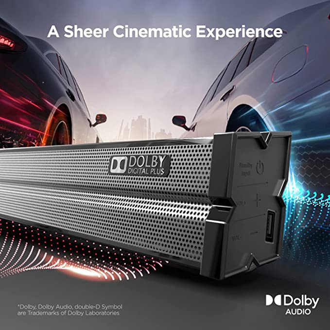 (Open Box) boAt AAVANTE Bar 1700D 120W 2.1 Channel Bluetooth Soundbar with Dolby Audio, Wired Subwoofer, Multiple Connectivity Modes, Bluetooth V5.0(Premium Black)