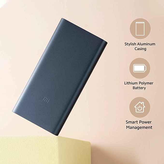 (Open Box) Mi 10000mAh 3i Lithium Polymer Power Bank 18W Fast Charging, Black