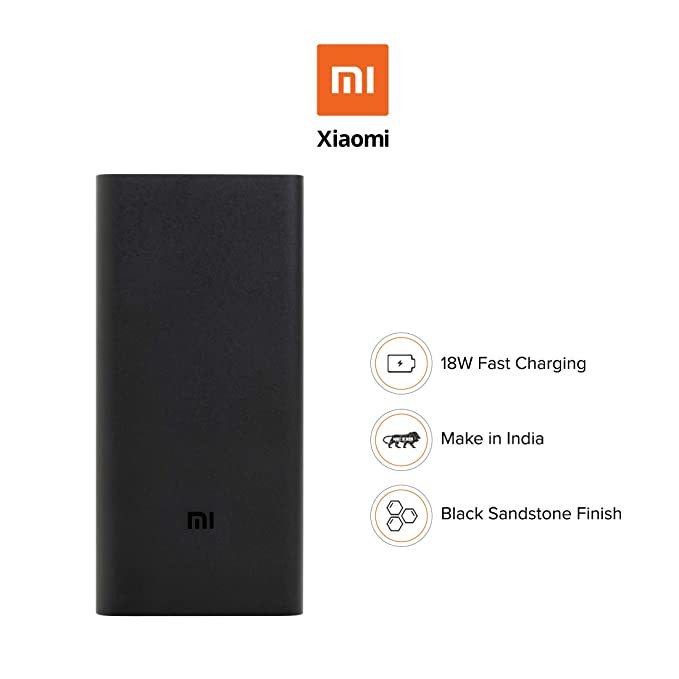 (Open Box) Mi 20000mAH Li-Polymer Power Bank 2i (Black) with 18W Fast Charging