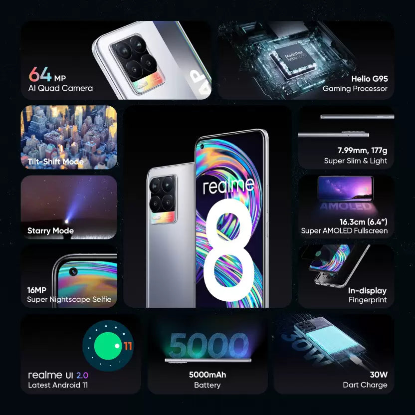 (Open Box) realme 8 RMX3085 4GB RAM 128GB Storage