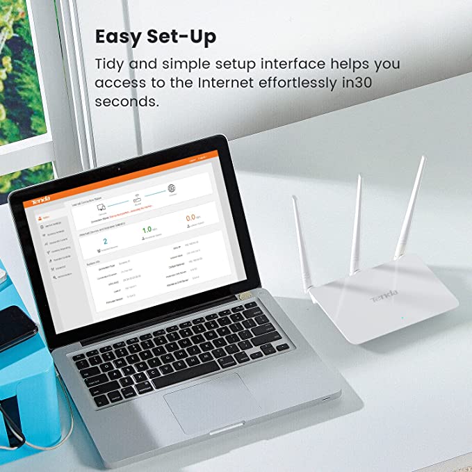 (Open Box) Tenda F3 300Mbps Wireless Router with 3 External Antennas, White