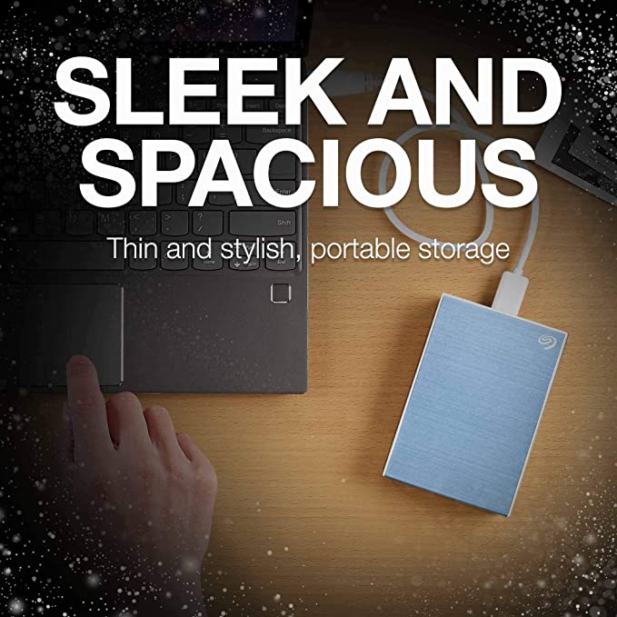 (Open Box) Seagate Backup Plus Slim Portable Hard Drive 1 TB External HDD, Light Blue (STHN1000402)