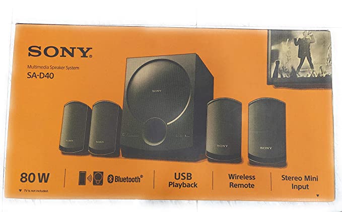 (Open Box) Sony SA-D40 4.1 Channel Multimedia Speaker System with Bluetooth (Black)