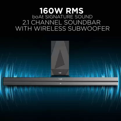 (Open Box) boAt Aavante Bar 1580 2.1 Channel Bluetooth Soundbar 120 W Bluetooth Soundbar (Black, 2.1 Channel)