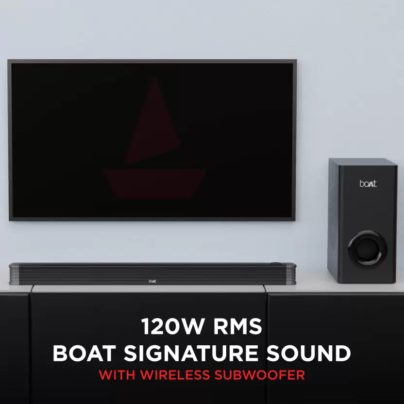 (Open Box) boAt Aavante Bar 1800 120 W Bluetooth Soundbar (Premium Black, 2.1 Channel)