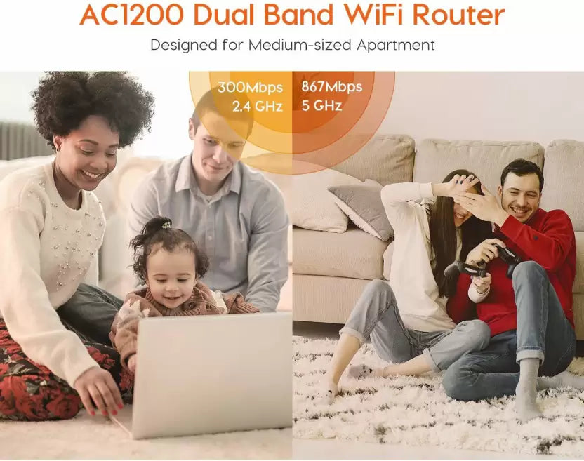 (Open Box) TENDA AC5 1200 Mbps Wireless Router (White, Dual Band)