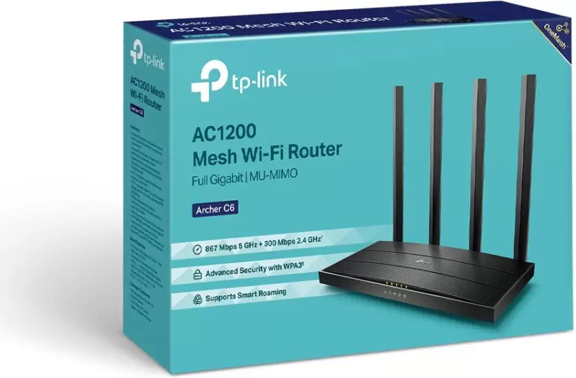 (Open Box) TP-Link Archer C6 MU-MIMO Gigabit 1200 Mbps Wireless Router (Black, Dual Band)