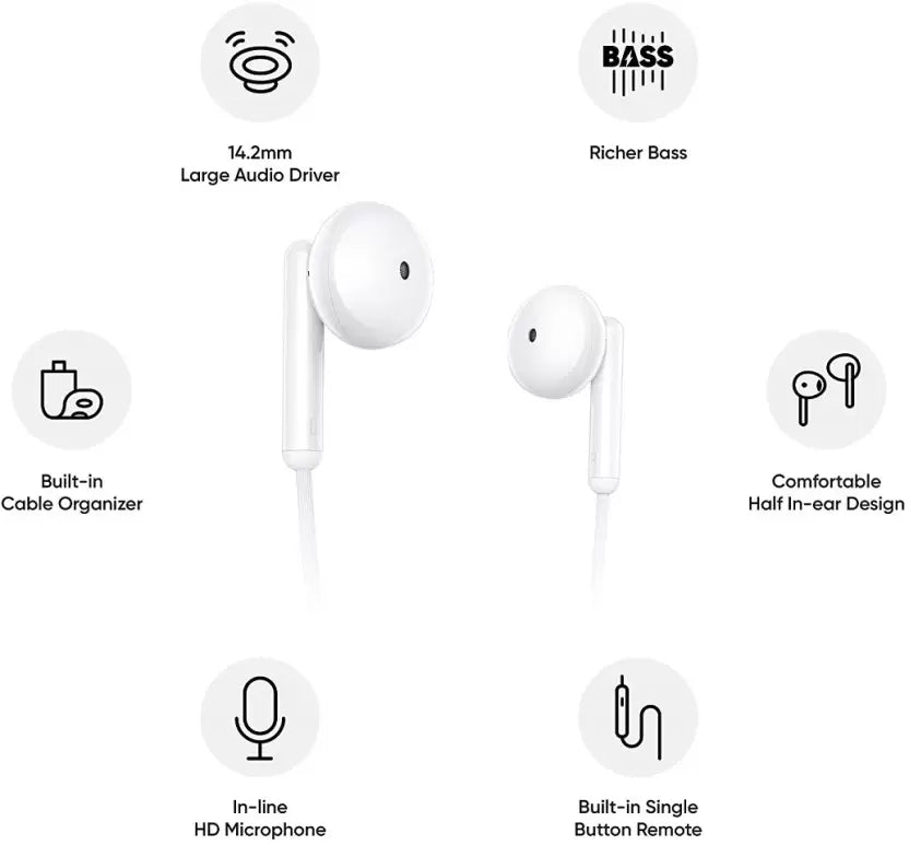 (Open Box) realme Buds Classic RMA2001 Wired Earphones with HD Microphone Wired Headset