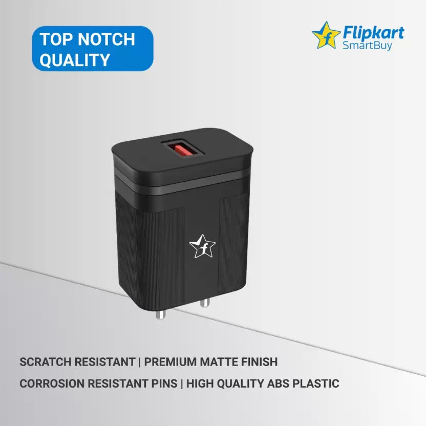 (Open Box) Flipkart SmartBuy FC20S01 20 W 3 A Mobile Charger with Detachable Cable  (Black)