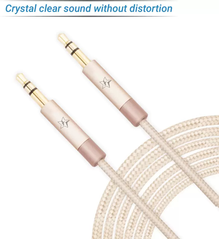 (Open Box) Flipkart SmartBuy A15M-N Aux Cable (1.5 m)  (Compatible with Mobile, Laptop, Tablet, Mp3, Gaming Device, Gold, One Cable)