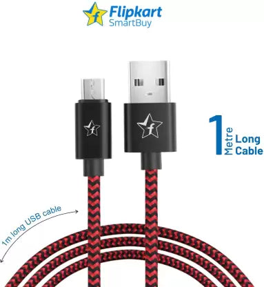 (Open Box) Flipkart SmartBuy Micro USB Cable 2.4 A 1 m AMRBR1M04  (Compatible with Mobile, Tablet, Black, Red)
