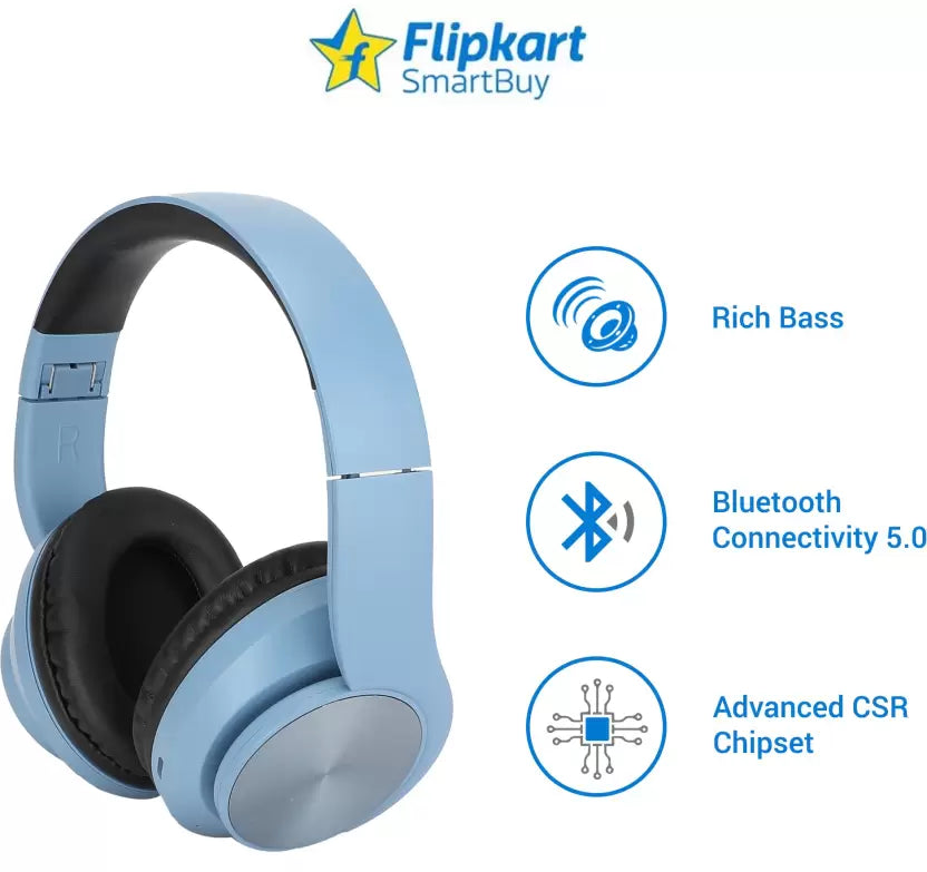 (Open Box) Flipkart SmartBuy Wireless Headphone with High Bass (Blue, On the Ear)