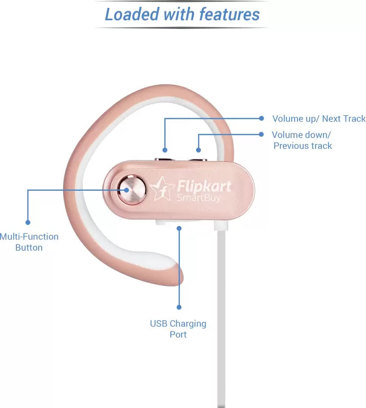 (Open Box) Flipkart SmartBuy BWA18AA002 Bluetooth Headset (Rose Gold, In the Ear)