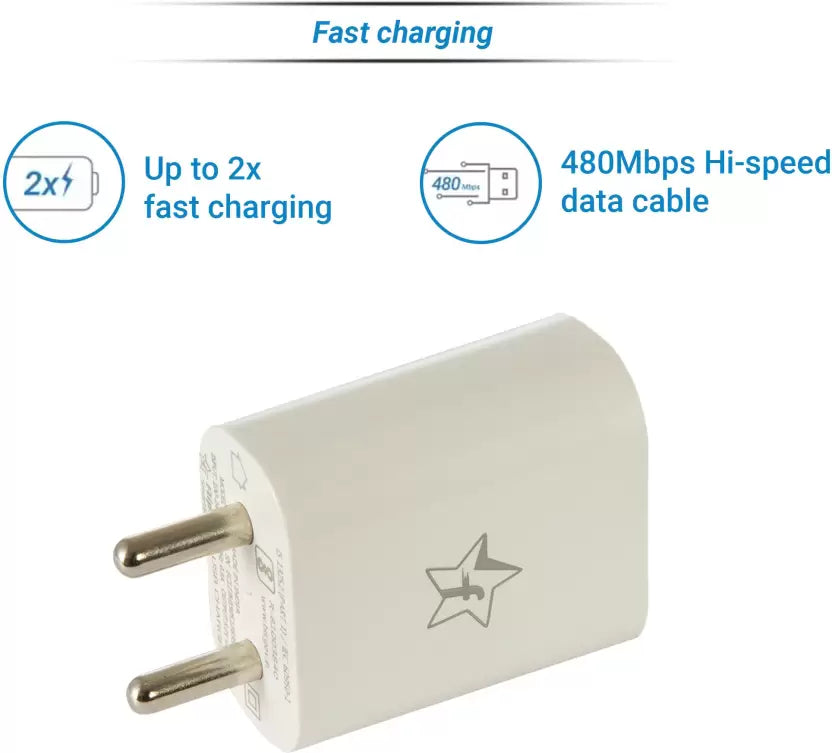 (Open Box) Flipkart SmartBuy EC122M 2 A Mobile Charger with USB - Type C Cable  (White, Cable Included)