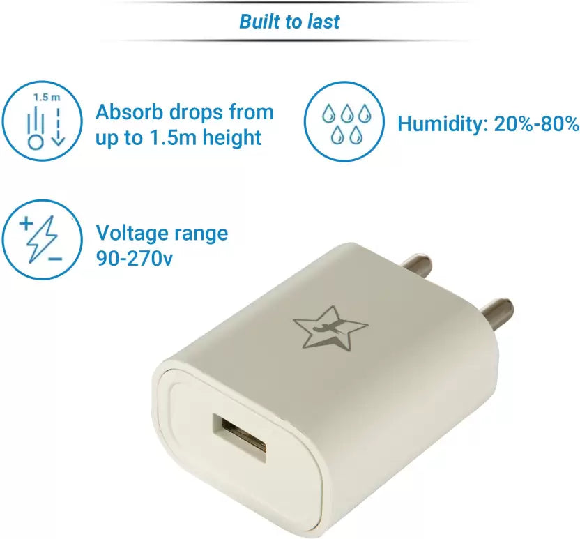 (Open Box) Flipkart SmartBuy EC122M 2 A Mobile Charger with USB - Type C Cable  (White, Cable Included)