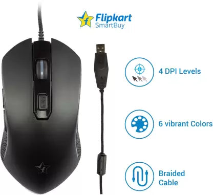 (Open Box) Flipkart SmartBuy Dash Series G74 Gaming Mouse (USB 2.0, Black)