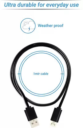 (Open Box) Flipkart SmartBuy Robust Flat Charge & Sync USB Cable (1 m)  (Compatible with All Phones With Micro USB Port, Black, One Cable)