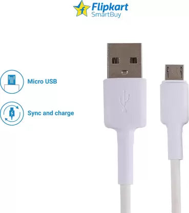 (Open Box) Flipkart SmartBuy Robust Round Charge & Sync USB Cable (1 m) (Compatible with Mobiles, Power Banks, Tablets, White, One Cable)