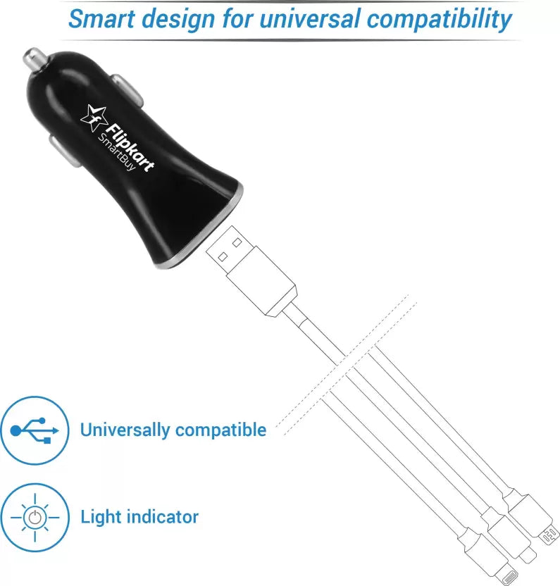 (Open Box) Flipkart SmartBuy 3.1A Dual Port Turbo Universal Car Charger  (Black)