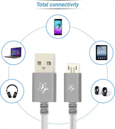 (Open Box) Flipkart SmartBuy Braided Charge & Sync USB Cable (1.5 m)  (Compatible with All Phones With Micro USB Port, Grey, One Cable)