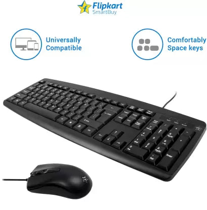 (Open Box) Flipkart SmartBuy YKM3136 Wired USB Laptop Keyboard and Mouse combo (Black)